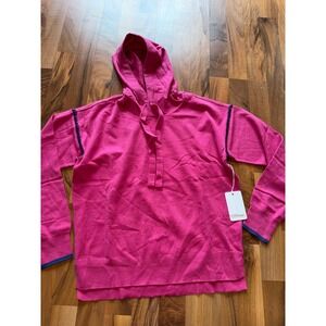 PJ Salvage Hoodie Womens XS Pink NEW Knit Contrast Stitch Long Sleeve Pullover